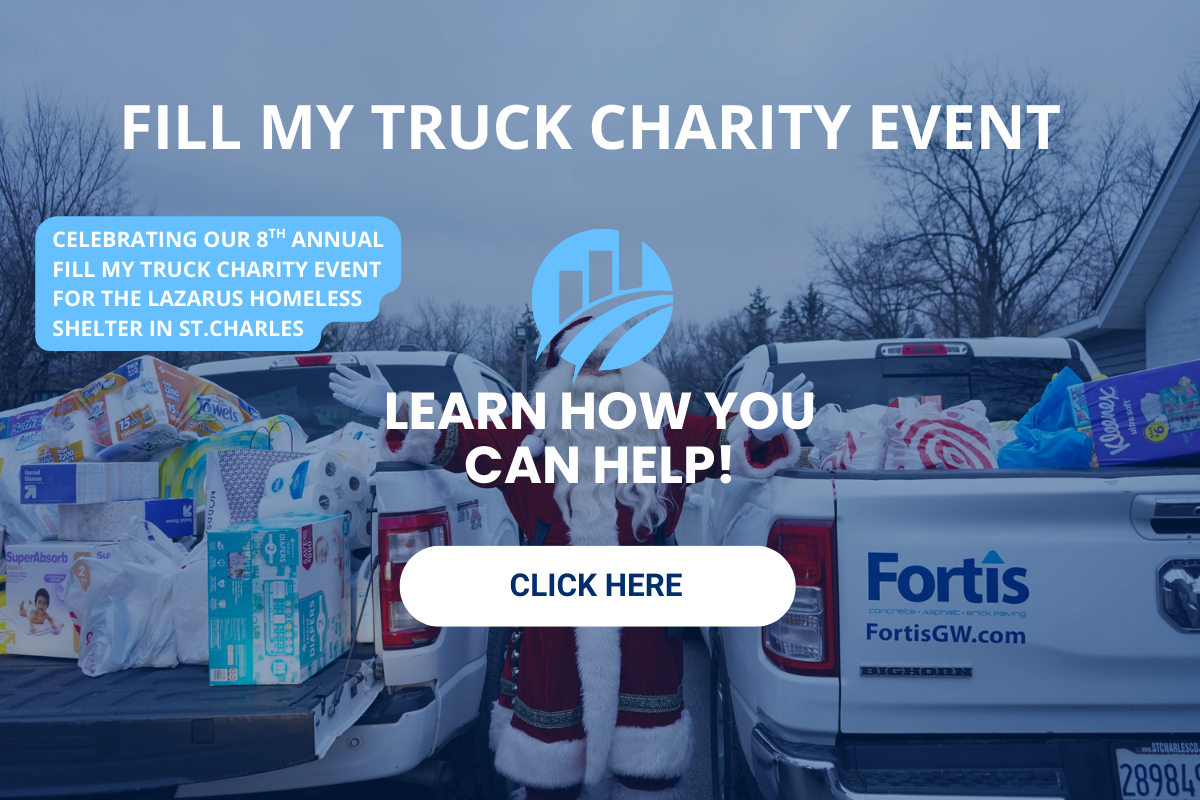 fill my truck charity event homepage popup for fortis paving.